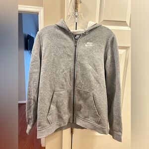 Gray Nike zip-up hoodie, size: S